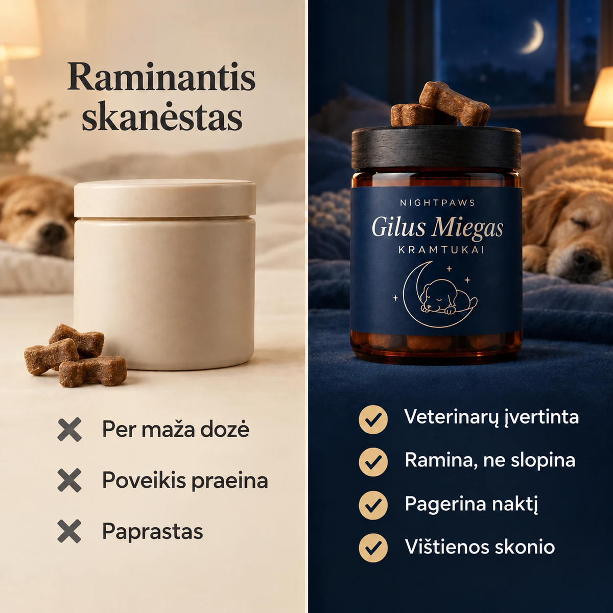 NightPaws „Gilus miegas“ kramtukai